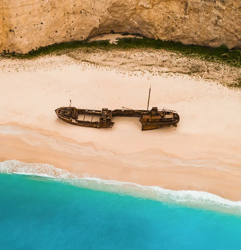 Navagio in Zakynthos seen from the sea